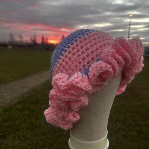 Chic Pink and Purple Crochet Hat